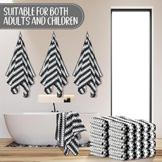 16 Pack Microfiber Bath Towels Bulk 27'' x 60'' Oversized Size Bath Towel Highly Absorbent Extra Large Soft Drying for Shower Beach Winter Salon Sport Gym Party (Grid,Black)