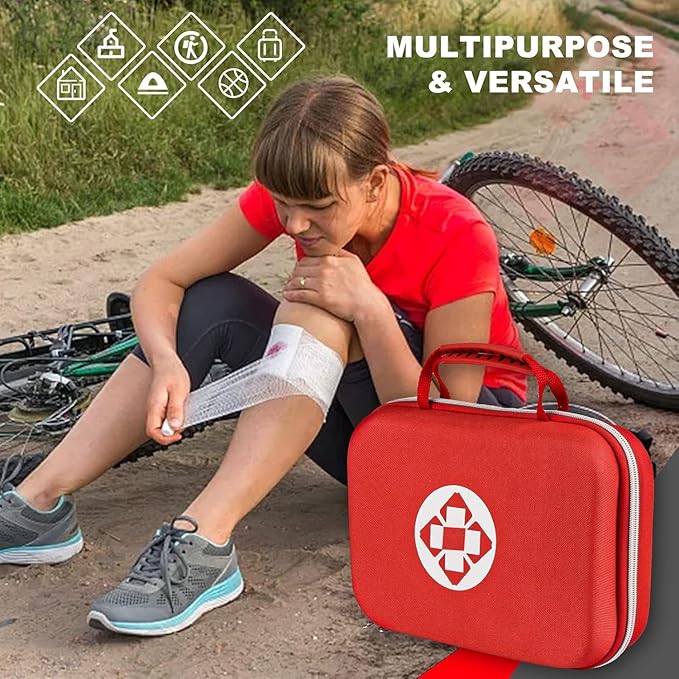 299PCS First Aid Kit Portable Red Camping Essentials Multiple Purpose Survival Kits Plus Case Emergency Set Outdoor Backpacking Gear Suitable for Hiking School Car Home YIDERBO