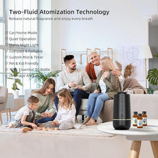 Waterless Oil Diffuser, Portable Car Diffusers for Essential Oils, Wireless Diffusers with 3 Mist Levels & Timer, ABS Material, Starry Night Light for Car Home Office, Includes 3 Scent Oils