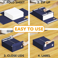 SpaceAid 6 Pack Bed Sheet Organizers and Storage, Foldable Sheet Organizer with Window for Linen Closet, Set Folder Keeper for Queen & King Size Bedding Storage (Navy Blue)