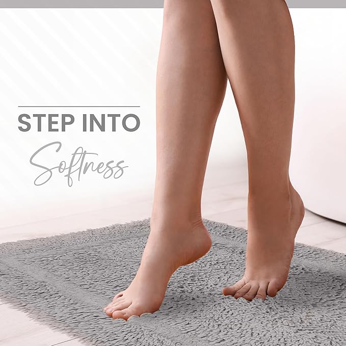 Martex 100% Cotton Ringspun Bath Rug | Super Soft | Super Absorbent | Essential Bathroom Rugs | Non-Slip Bath Mat | Quick Drying Bath Mat | Silver