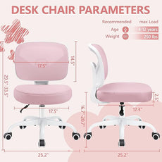 Primy Kids Desk Chair, Pink Study Chair for Boys Girls with Height Adjustable, Swivel Mesh Task Student Chairs for 4-12, Growing Teen Office Chair for Home/School/Office (Pink)
