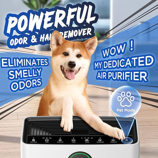 Air Purifiers for Home Large Room up to 2200sq.ft, MOOKA Air purifier for Home Pets with Washable Filter, PM 2.5 Display Air Quality Sensor Air Cleaner for Bedroom, Dorm room, Pets, Office PR1 (White)