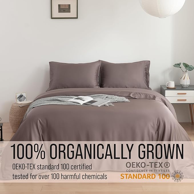 Bella Coterie Luxury Bamboo Viscose Full Size Sheet Set | 100% Organically Grown | Ultra Soft | Cooling for Hot Sleepers | 18" Deep Pocket [Mocha]