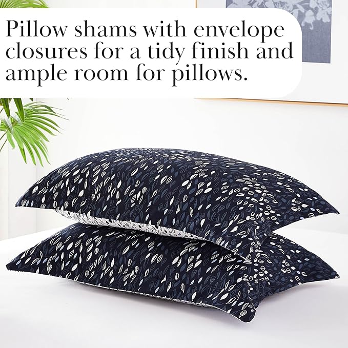 Southshore Fine Living, Inc. Botanical Duvet Cover, Queen Size/Full Size - Hotel Quality Full/Queen Duvet Cover Set - 1 Duvet Cover Full/Queen, 2 Pillow Shams - Botanical Leaves Blue