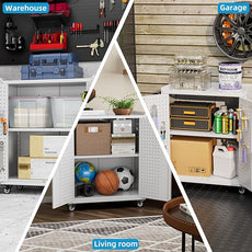 SUXXAN Metal Storage Cabinet with 2 Doors and 4 Hooks,34