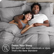 Bare Home Bed-in-A-Bag 7 Piece Comforter & Sheet Set - Queen - Goose Down Alternative - Ultra-Soft 1800 Premium - Bedding Set (Queen, Light Grey/Light Grey)