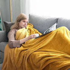 IR Imperial Rooms Fleece Blanket - Super Soft Fluffy Throw Blanket for Sofa and Bed - Warm and Cozy Lightweight 400 GSM Microfiber Bed Throws Blankets, 50 x 60 Inches (Throw/Travel, Mustard)