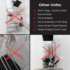 Rust Resistant Hygienic Shower Caddy – Hanging Bathroom Organizer with Adjustable Shelves, Easy Clean Trays & Magnetic Hooks for DIY Remodels & Shower Niches - Black