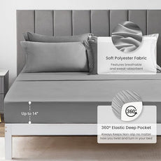 Love's cabin Full Comforter Set Grey, 7 Pieces Full Bed in a Bag, All Season Bedding Sets with 1 Comforter, 1 Flat Sheet, 1 Fitted Sheet, 2 Pillowcase and 2 Pillow Sham