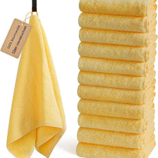 SEMAXE 12 Pack Hand Towels for Bathroom, 100% Cotton Towels with Hanging Loops, Soft and Highly Absorbent, Hand Towel Set for Gym, Shower, Hotel, Spa and Kitchen, Yellow