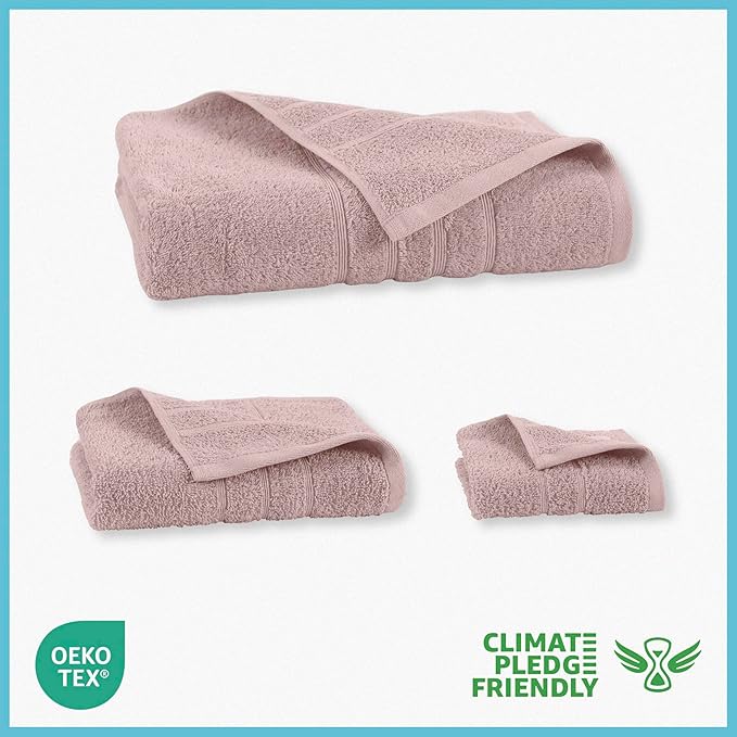 Martex 6-Piece Towel Set – Ultimate Performance – 100% Cotton – 2 Bath Towels – 2 Hand Towels – 2 Wash Cloths – Versatile – Low-Linting – Supersoft & Absorbent Bathroom Set – Easy Care – Crystal Pink