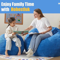 Hobestluk 3.5FT Bean Bag Chair Adult Bean Bag Chair Large Bean Bag Chair with Filler Included Teardrop Bean Bag with Removable Cover for Bedroom Living Room - (Large, Blue)