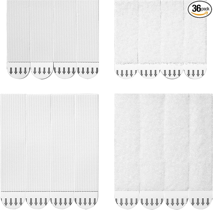 36-Pairs (16-L, 20-M, 72 Strips) Picture Hanging Strips Value Pack, Removable Hook and Loop Tape, Picture Hanger Damage Free, Adhesive Strips for Frame Hangingl, Heavy Duty
