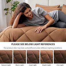 Love's cabin Twin XL Comforter Set Mocha Mousse, 5 Pieces Twin XL Bed in a Bag, All Season Bedding Sets with 1 Comforter, 1 Flat Sheet, 1 Fitted Sheet, 1 Pillowcase and 1 Pillow Sham