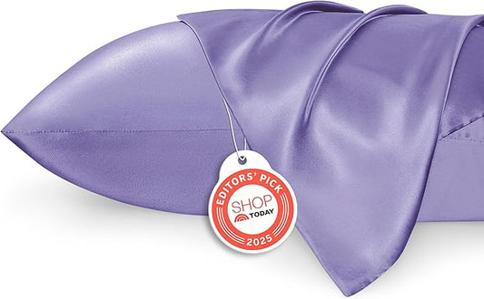 Bedsure Satin Pillowcase 2 Pack Similar to Silk Pillow Cases Standard Size, Pillow Case for Sleeping Women with Envelope Closure, Gifts for Women Men, Lilac, 20x26 Inches, 2pcs