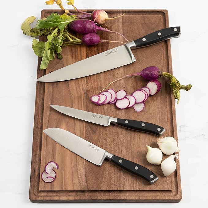 Yatoshi 15 Piece Black Knife Block Set - Pro Kitchen Knife Set Ultra Sharp High Carbon Stainless Steel with Ergonomic Handle