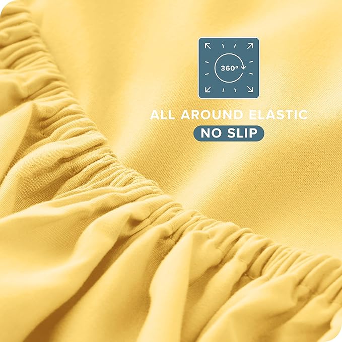 Bare Home King Sheet Set - Luxury 1800 Ultra-Soft Microfiber King Bed Sheets - Double Brushed - Deep Pockets - Easy Fit - 4 Piece Set - Bedding Sheets & Pillowcases (King, Lemon Drop) BareHome
