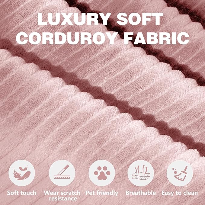 78.8" Convertible Sofa Bed -Compression Sofa with Corduroy Fabric - with Armrests and Backrest - Modular Sectional for Living Room, Bedroom, Studio - Compression Sofa in Box(Pink)