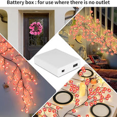 Cherry Enchanted Willow Vine Lights, 4FT 48LED Pink Cherry Blossom Tree Branch Lights for Wall, Remote Timer,8 Light Model,Bedroom Wall Doors Wedding, Christmas, USB Battery Box