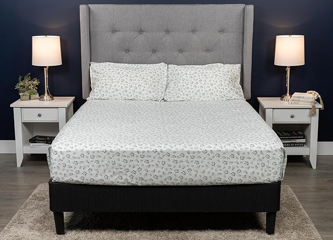 MyPillow Giza Dreams Bed Sheets, 100% Certified Giza Egyptian Cotton, Deep Pocket, Sateen Weave [Twin, Blue Green Floral]