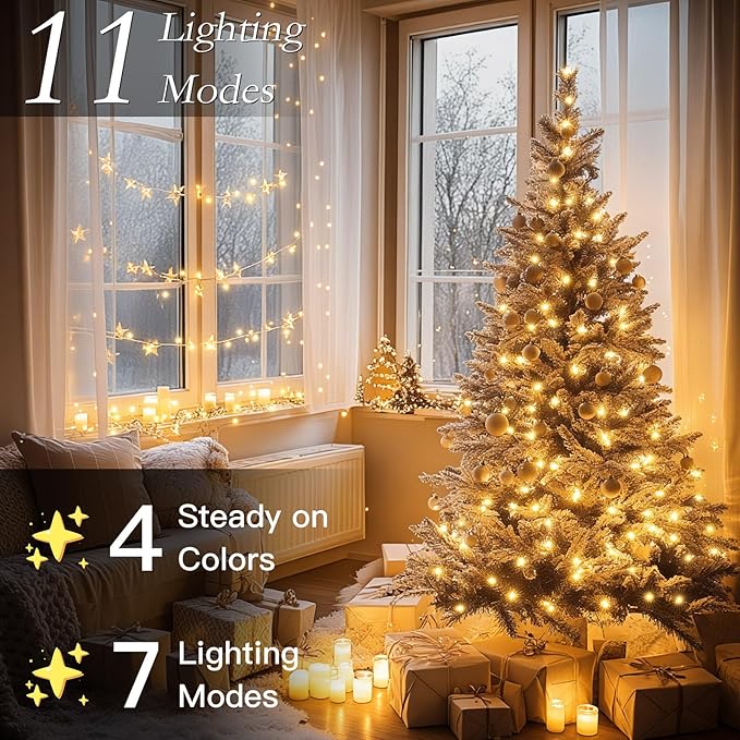 132FT 400 LED Christmas Tree Lights, Bright Warm White to Multicolor Outdoor Christmas String Lights for House, Fairy Lights with 11 Modes, Waterproof & Durable Indoor Outdoor Decor