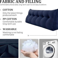 11 lbs Thickened Wedge Pillow Headboard Body Positioner Triangular Reading Pillow Bed Bolster Pillow for Sitting in Bedwith Removable Cover Gift for Mom Backrest Cordury Blue Queen