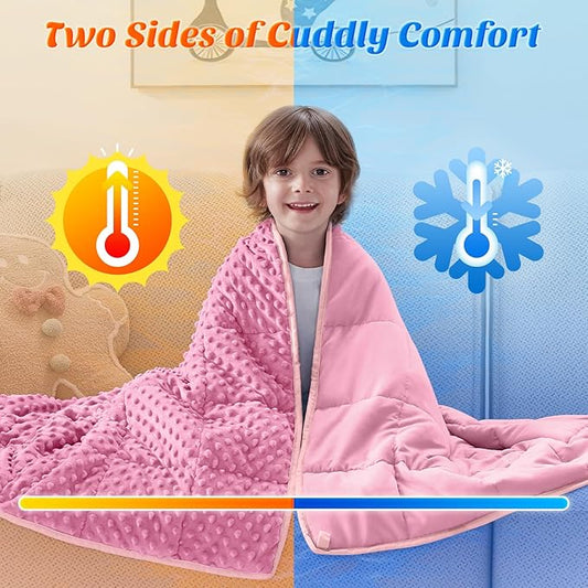 anfie Weighted Blanket Kids(40"x60" 5lbs) Weighted Blanket Cooling Blanket for Sleeping,Throw Size Breathable Blanket with Premium Glass Bead(Pink)