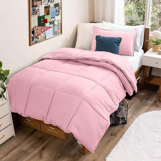 Bare Home Comforter Set - Twin/Twin Extra Long Size - Ultra-Soft - Goose Down Alternative - Premium 1800 Series - All Season Warmth (Twin/Twin XL, Light Pink)