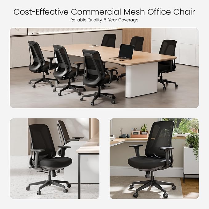 EUREKA ERGONOMIC Office Chair, Ergonomic Computer Desk Chairs with Lumbar Support, 3D Adjustable Armrests, Work Chair with Wheels for Office and Home, Black