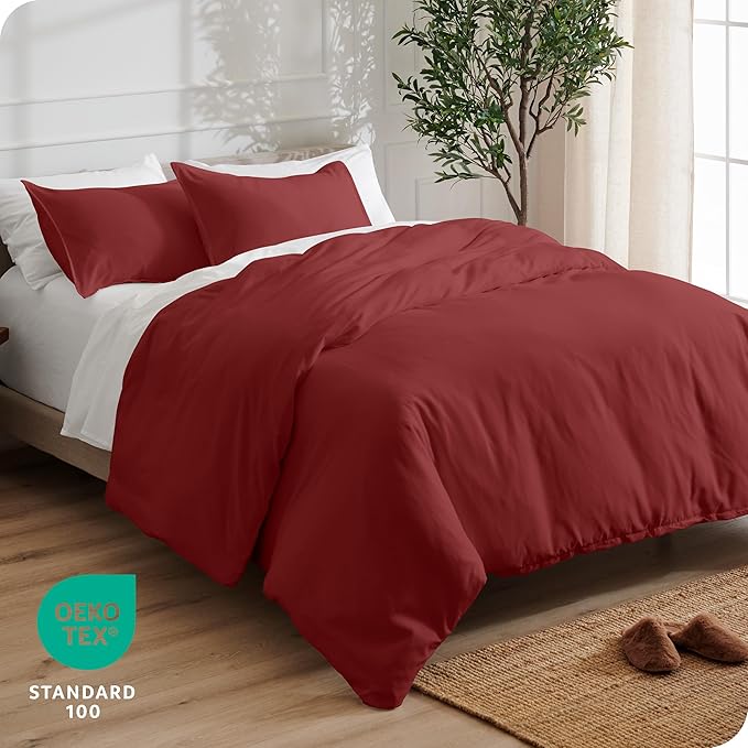Bare Home Bedding Duvet Cover Queen Size - Premium 1800 Super Soft Collection - Lightweight, Cooling - Soft Breathable Bedding Duvet Cover (Queen, Rosewood)