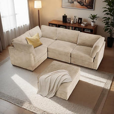 Modular Sectional Sofa,5 Pieces Sectional Couches for Living Room,131X65 L Shaped Cloud Couch with Ottoman Chaise Set