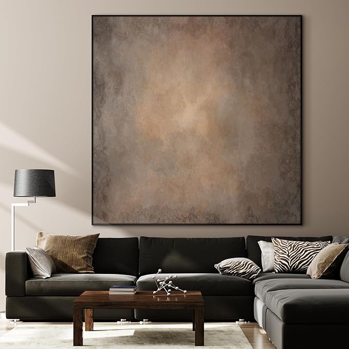 60"x60" XL Framed Wall Art - Abstract Brown and Gray Tones for Aesthetic (Frame Assembly Required)