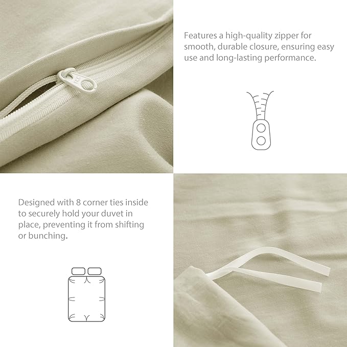 HeimenAogo Egyptian Cotton Duvet Cover Set King, Ultra Soft and Breathable Comforter Cover with Zipper Closure, High Thread Count Long Staple Cotton Blanket Cover 3pcs 104"×90", Mist