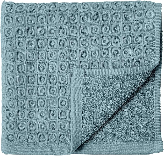 UCHINO Waffle Twist Cotton Weave Washcloth Towel for Bathroom Lightweight Absorbent Quick Dry Honeycomb Texture Solid Terry Loop Reverse 13" x 13", 1 Wash Cloth, White