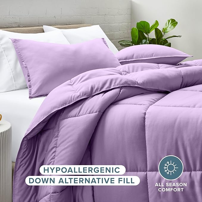 Bare Home Comforter Set - Full Size - Ultra-Soft - Goose Down Alternative - Premium 1800 Series - All Season Warmth (Full, Lavender)