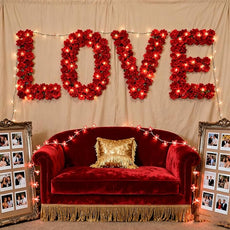 Battery Lighted & USB Plug in Fairy Flower String Lights, 9.8 ft 30 LED Cute Cherry Blossom Lights with Timer Indoor Bedroom Party Wedding Christmas Easter Tree Branch Hanging Decorations (Red)