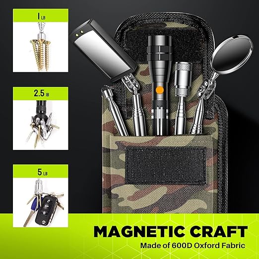 Telescoping Magnetic Pickup Tool Set, Inspection Mirror Telescoping, LED Flashlight, Cool Gadgets for Men, Stocking Stuffers, Gifts for Dad, Husband, Kids, Boyfriend, Magnet Stick