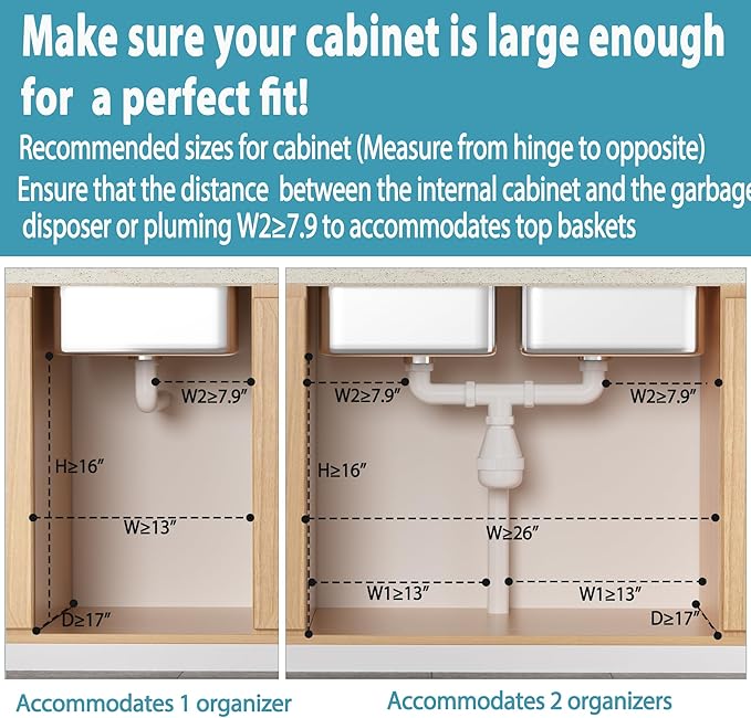 Under Sink Organizer Storage 2 Pack, 2 Tier Slide Out Height Adjustable Pull Out Cabinet Organizer Drawer for Kitchen Bathroom Large Under Sink Shelf Rack Caddy for Pantry, Grey