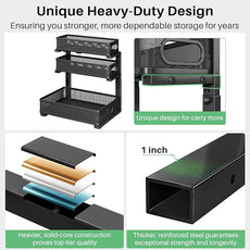 Kitstorack Under Sink Organizer, 2-Pack 3-Tier Height Adjustable Thickened Metal Pull out Cabinet Organizer Shelf, Slide out Storage Drawer Rack for Bathroom Kitchen Pantry Home Laundry Organization