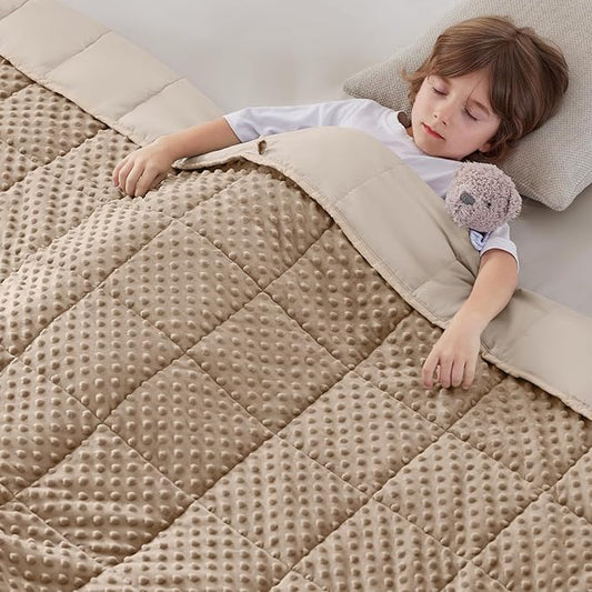 anfie Weighted Blanket Kids(36"x48" 3lbs) Weighted Blanket Cooling Blanket for Sleeping,Throw Size Breathable Blanket with Premium Glass Bead(Khakil)