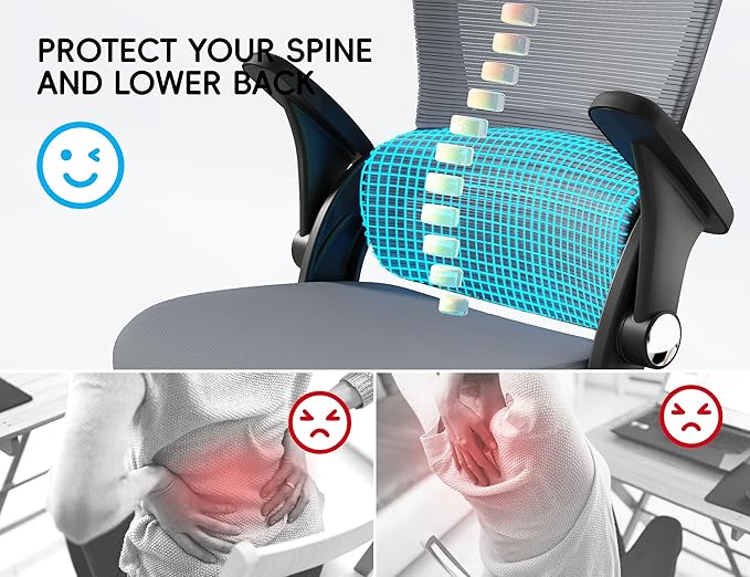 TRALT Office Chair - Ergonomic Office Chair with Back Support, Home Office Desk Chairs, 330lbs Wide Seat Big and Tall Office Chairs with Headrest, Comfy Desk Chairs (Grey Black)