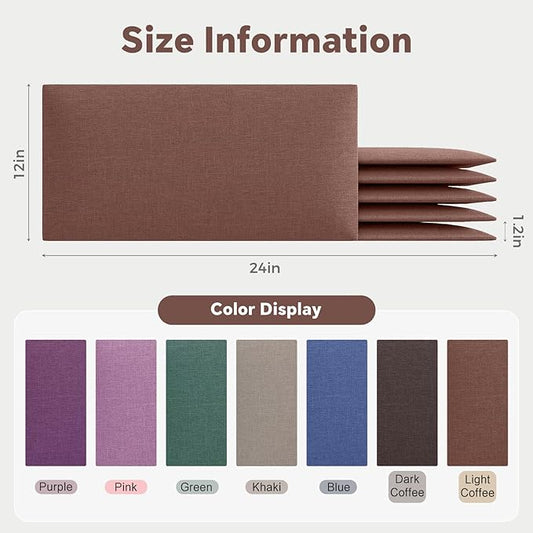 12-Piece Light Brown Linen Upholstered Headboard King Size, Wall Mounted Panel Set, Warm Fabric Headboard & Wall Decor for Bedroom