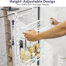 SWTYMIKI Over the Door Shower Caddy - 3 Tier Adjustable Shower Organizer Hanging with Soap Holder, No Drilling Stainless Steel Bathroom Hanging Caddy for Body Wash, Shampoo, Soap, Razor, White
