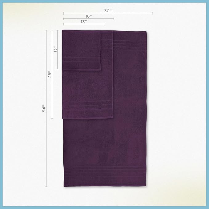 Martex 6-Piece Towel Set – Ultimate Performance – 100% Cotton – 2 Bath Towels – 2 Hand Towels – 2 Wash Cloths – Versatile – Low-Linting – Supersoft & Absorbent Bathroom Set – Easy Care – Dark Purple
