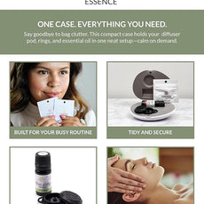 Essence Pearl Travel Case - Wearable Aromatherapy Kit with Nasal Diffuser Rings, Soaking Bay, and 5mL Essential Oil – Portable Wellness Gift Set for On-The-Go Self Care