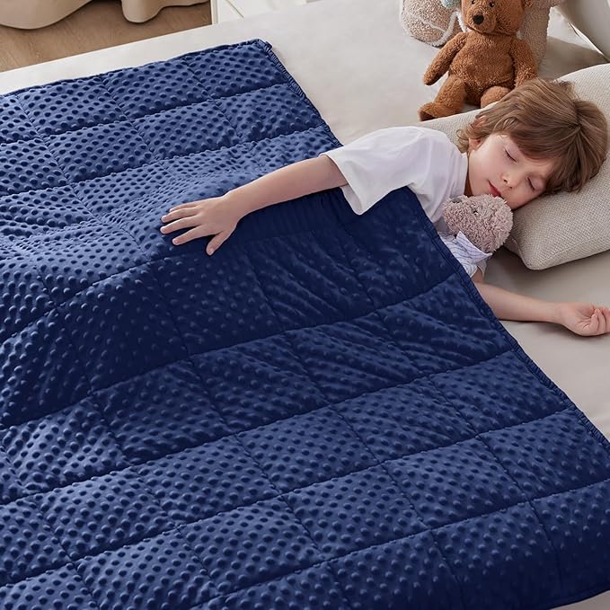anfie Weighted Blanket Kids(48"x72" 6lbs) Weighted Blanket Cooling Blanket for Sleeping,Throw Size Breathable Blanket with Premium Glass Bead(Blue)
