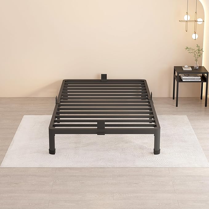 MAF 10 Inch Twin Size Metal Platform Bed Frame with Round Corner Legs, 3000 LBS Heavy Duty Steel Slats Support, Noise Free, No Box Spring Needed, Easy Assembly