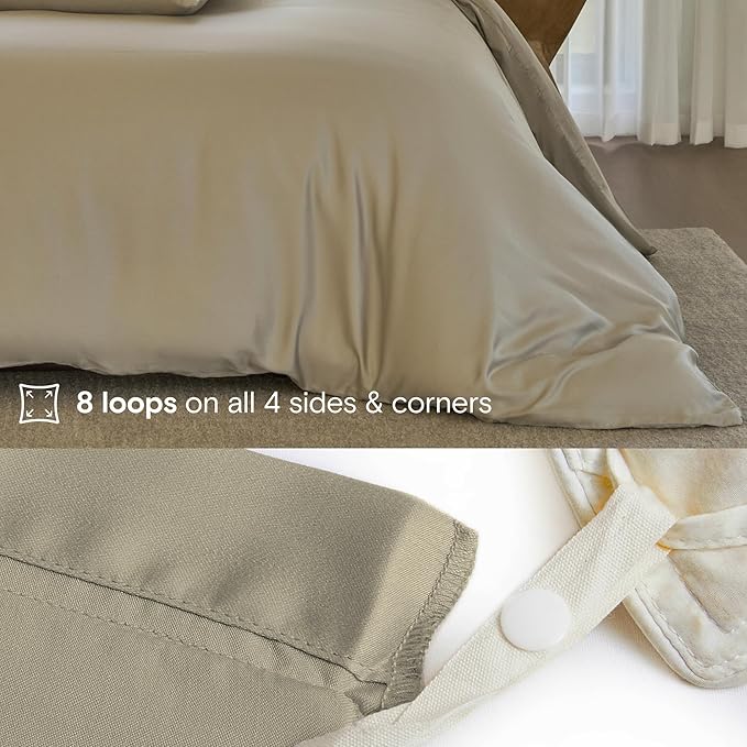 DOZ Duvet Cover Set, 100% Viscose derived from Bamboo, Organically Grown, Buttery Soft, Cooling Duvet Covers, High GSM, 1 Duvet Cover and 2 Pillowcases, 90"x90" (Fog, Full/Queen)