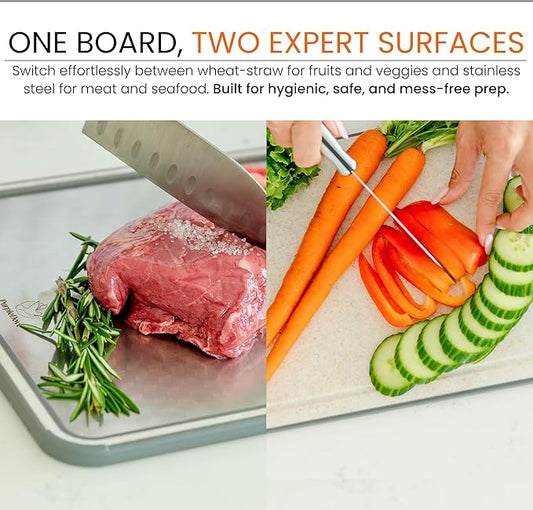 PurpleDove Double-Sided Non-Slip Cutting Board with Scratch-Resistant Mesh | Reversible Chopping Board, Non-Porous | Dishwasher-Safe Butcher Board for Chopping, Slicing & Dicing | Food Prep Board